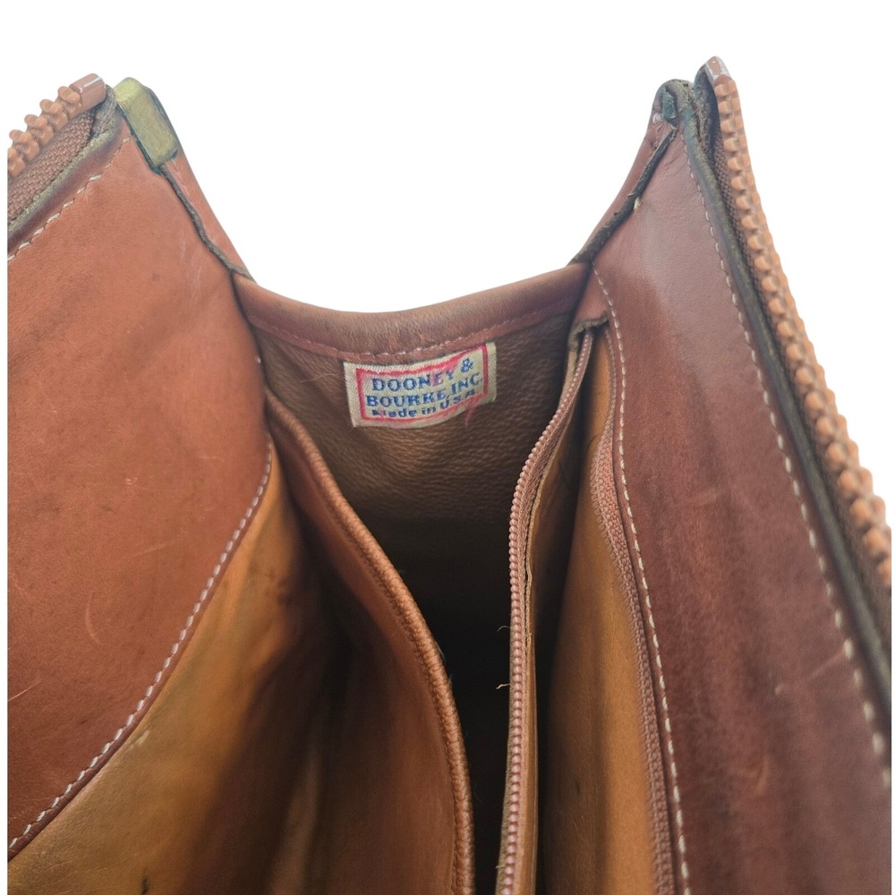 AS IS/FAIR/PROJECT BAG Vintage Dooney & Bourke All Weather Leather Satchel Brown - Picture 14 of 16